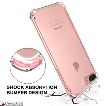 Anti shock plonas silikoninis dėklas - permatomas Iphone 7 Plus/8 Plus telefonui